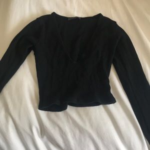 Brandy Melville v-neck waffle crop top